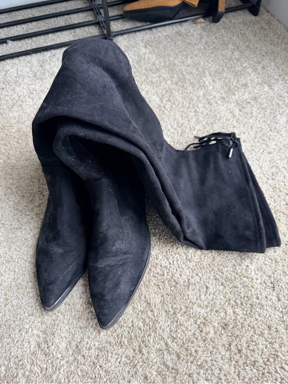 DV by Dolce Vita Black Over-the-Knee Suede Pointed-Toe Boots